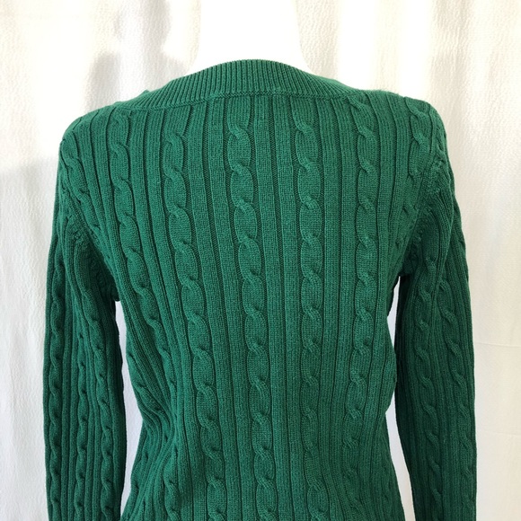 Chaps Classics Dark Green Cotton V Neck Sweater - Picture 6 of 8